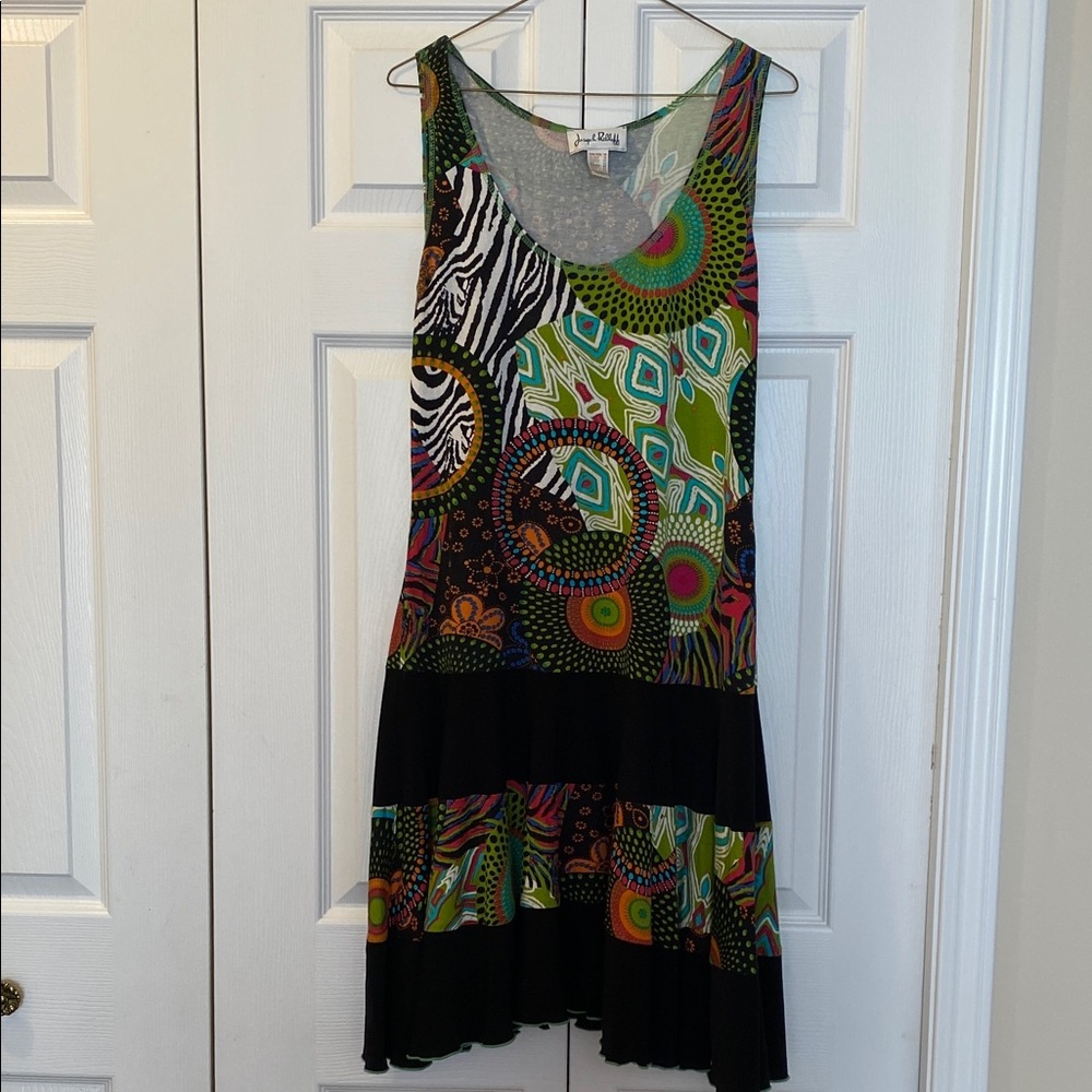 Joseph Ribkoff Multicolor Printed Tank Dress with Black Trim